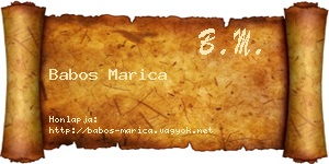 Babos Marica névjegykártya